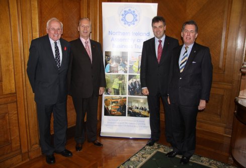 Pictured at today's NIABT/Invest NI breakfast briefing are from l-r  Mr. William Wright,  Wright Group Proprietor/ Director, Mr. Leslie Cree MLA,  Mr. Alastair Hamilton Chief Executive of Invest NI and Mr. Alban Maginness MLA and Chairperson of the NI Assembly Committee for Enterprise, Trade and Investment