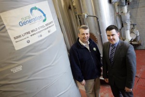 Local Fermanagh and South Tyrone MLA Phil Flanagan with Mr. John Gilliland, owner, Rural Generation, during a visit, organised through the Northern Ireland Assembly and Business Trust’s (NIABT) popular Fellowship Programme, to Enniskillen’s CAFRE College which now uses one of Rural Generation’s wood fuelled boilers to provide most of the heat for the College. Photo Lorcan Doherty Photography
