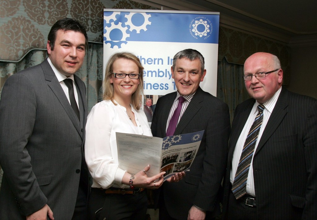 L-R Alastair Patterson, Lowry Brothers, Castlederg; Olga Walls, Derg Arms; Tom Buchanan MLA and James McConnell, Fintona Autospares.
