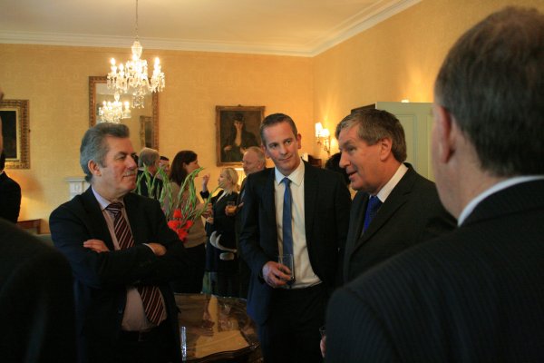 Irish Ambassador, Dan Mulhall speaking with Alban Maginness MLA and Jonathan Guest, Paper Yacht