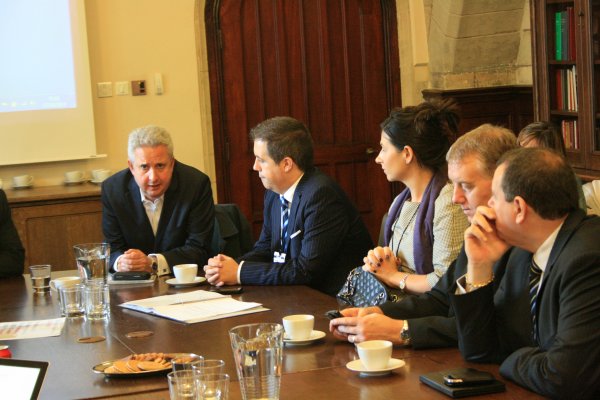 Ivan Lewis MP, Shadow Secretary of State for Northern Ireland in discussion with Glyn Roberts, NIIRTA, Norah-Anne Barron, Pi Communications, Robert McKelvey, RJ McKelvey Ltd and Ian Lowry, Lowry Brothers