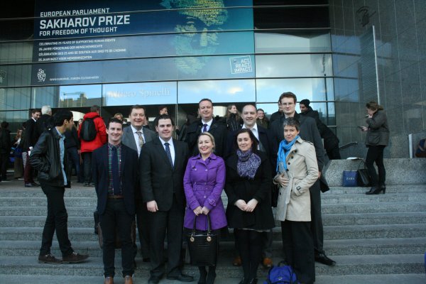 Members of the NIABT delegation outside the Parliament.