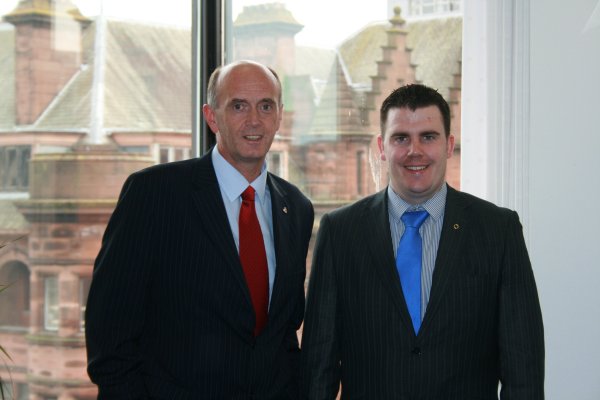 Ivan McMinn (Head of Corporate Banking) with Phil Flanagan MLA