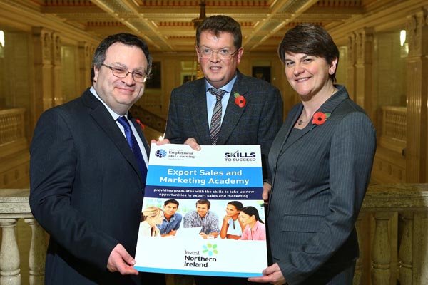 Pictured at the event left to right Minister for Employment and Learning Stephen Farry MLA, Patrick Hurst MBE, Managing Director, Munster Simms Engineering (Whale Pumps) and Enterprise, Trade and Investment Minister Arlene Foster MLA.