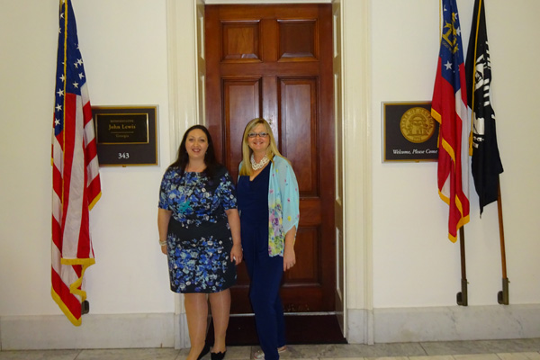 Christine Watson and Nicola Bothwell pictured at the Capitol Building