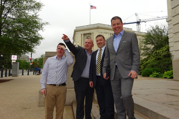 Phil Flanagan MLA, John McCallister MLA, Robin Swann MLA and Glyn Roberts pictured outside the Capitol Building